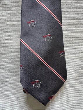 Frame Denim Navy Stripe Tie with Red & White Accents
